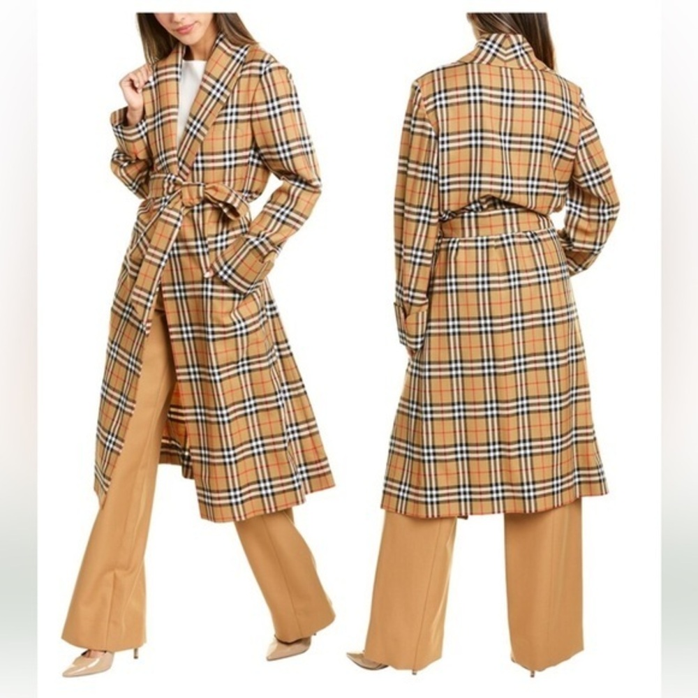 Burberry Reissued Vintage Check Wool Dress Coat, NWT, size M